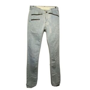 Rare Rag & Bone Handmade in New York Moto Zip Jeans Size 25 Light Wash